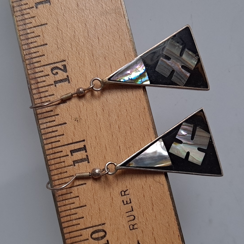 Vintage Abalone Triangle Earrings